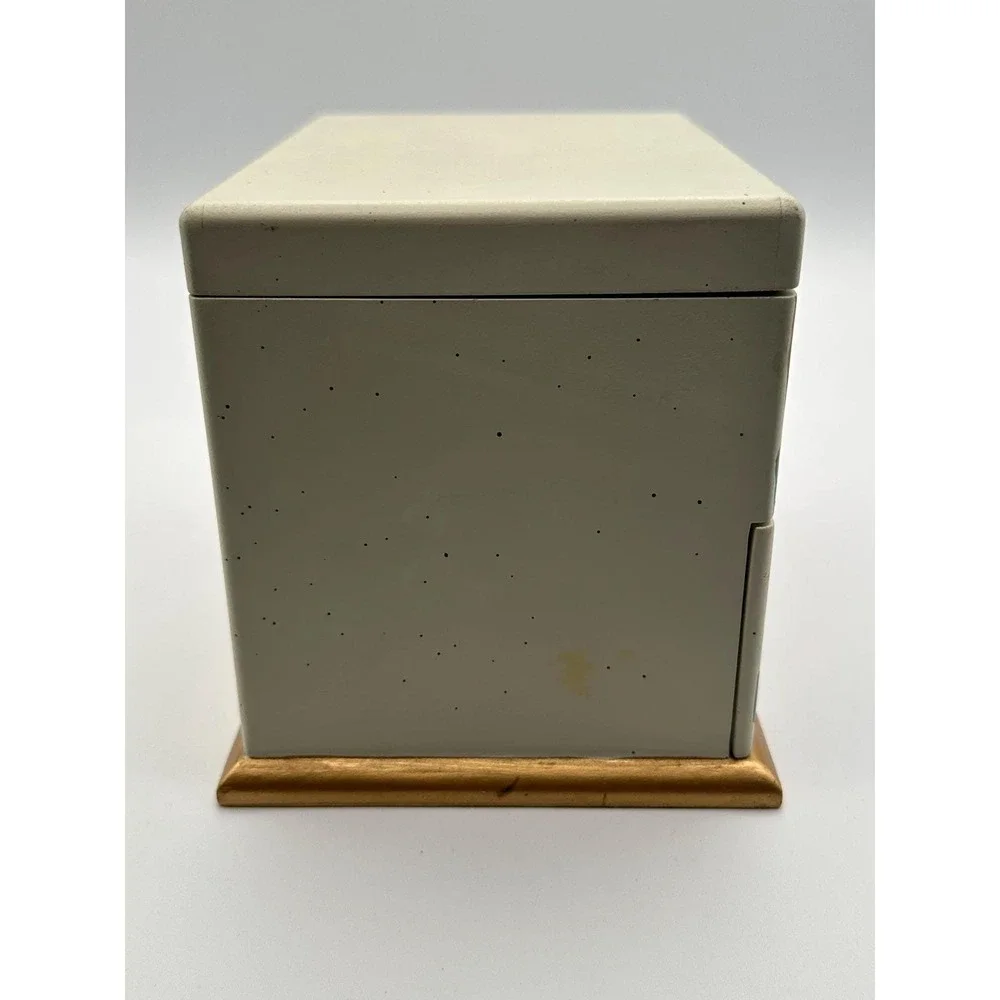Vintage Floral Trinket Box Cream Jewelry Storage with Gold Base